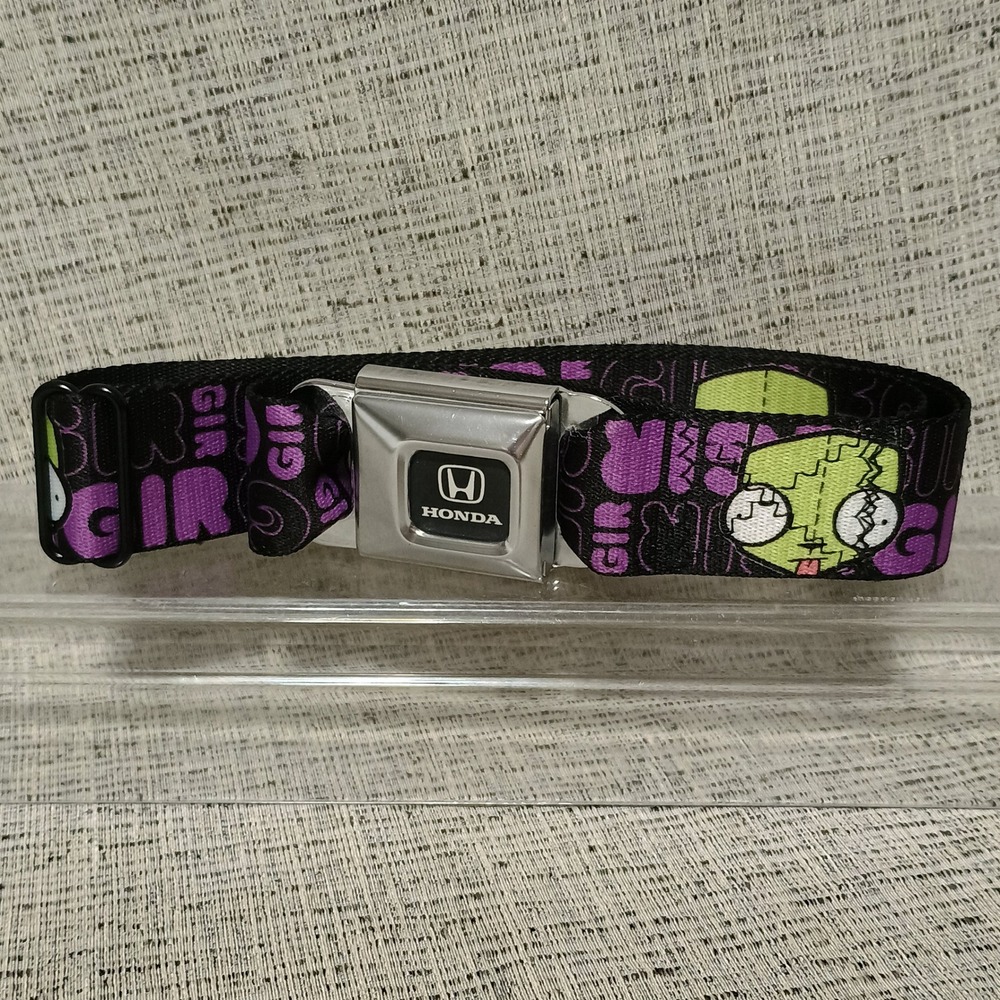 HTF Buckle-Down Invader Zim Gir Honda Seatbelt Belt Purple Black Y2K Streetwear